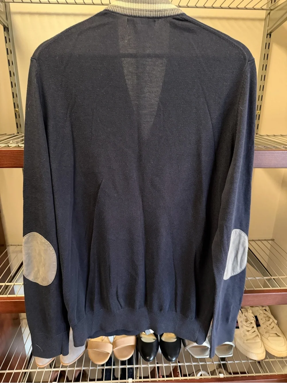 Banana Republic Navy Cardigan with Light Gray Trim